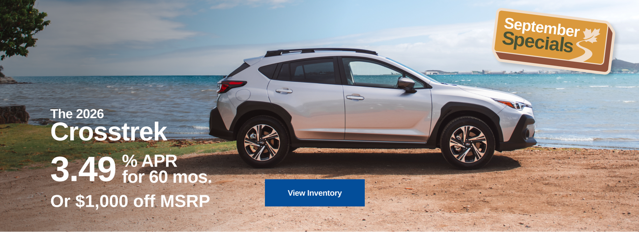 The 2026 Crosstrek. 3.49% APR for 60 months or $1,000 off MSRP.