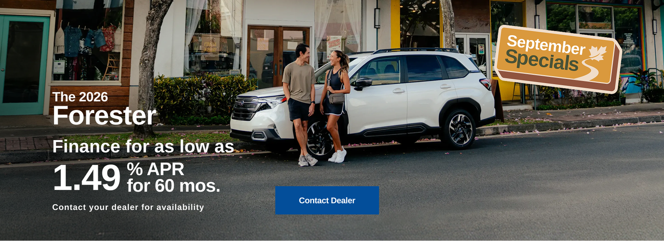 The 2026 Forester. Finance as low as 1.49% APR for 60 months. Contact your dealer for availability.